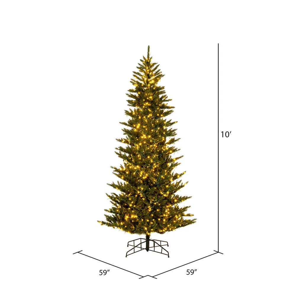 10'x59" Natural Slim Artificial Xmas Tree 3mm LED Color Changing Light