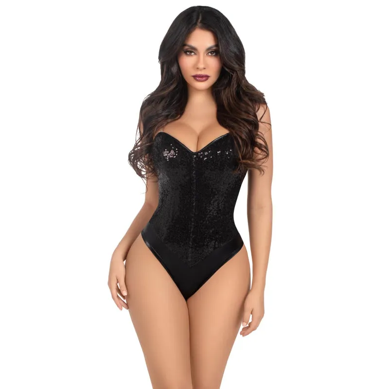 2 Pc Sequin Bodysuit - Small - Black