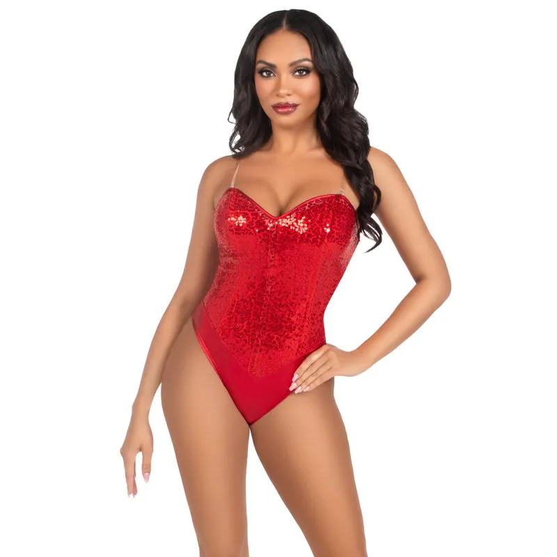 2 Pc Sequin Bodysuit - Small - Red