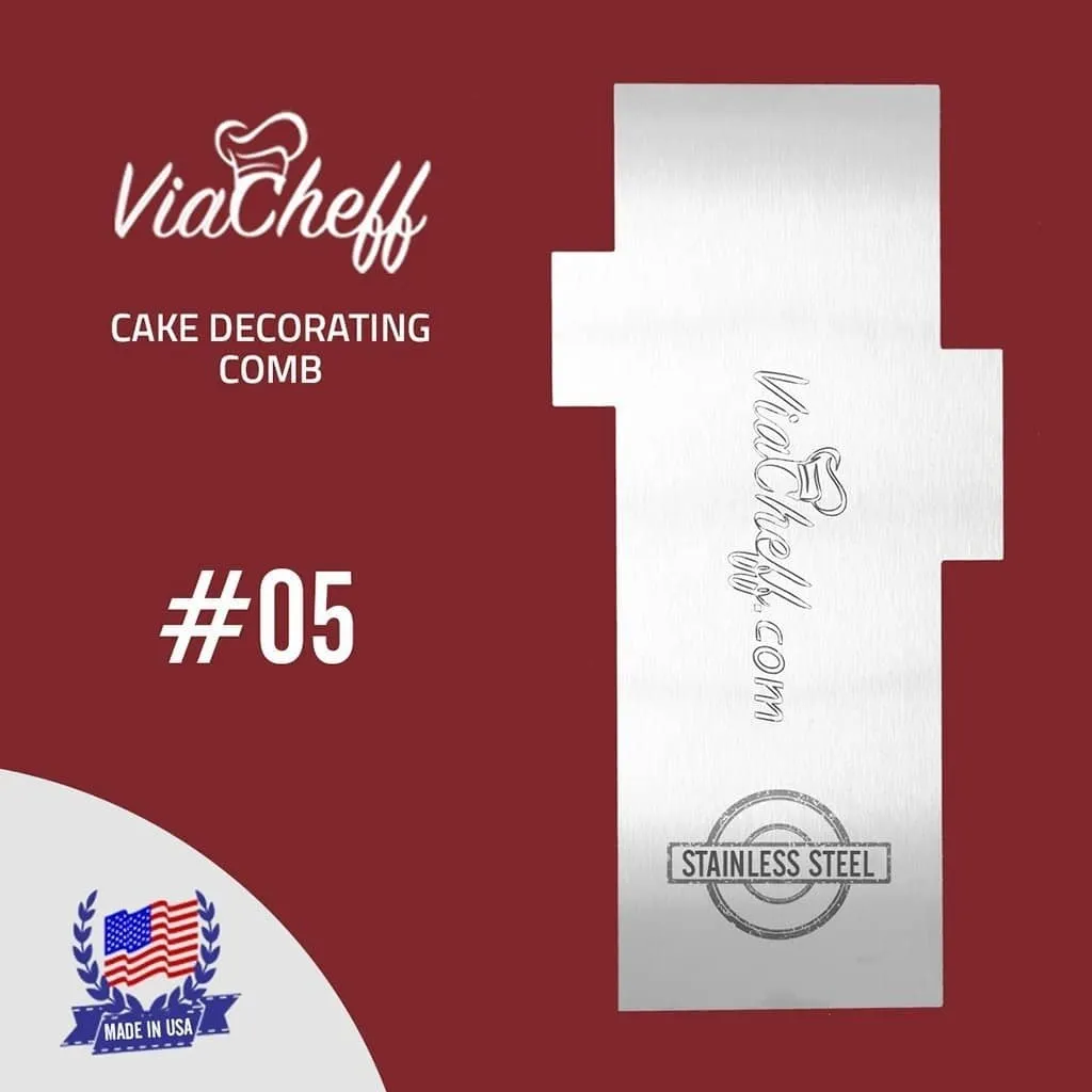 2-Sided Stainless Steel  Cake Decorating Comb #5 (4" X 8")