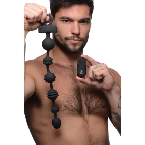 21X Dark Rattler Vibrating Silicone Anal Beads with Remote