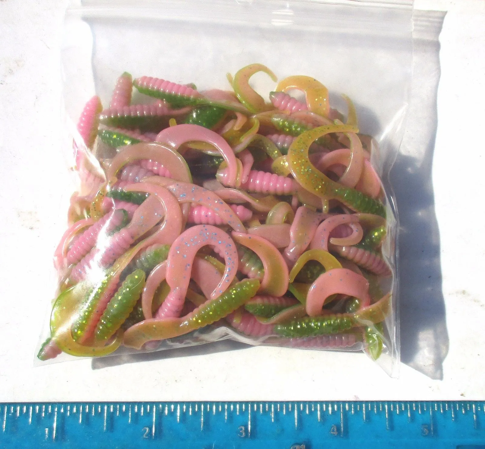 35 ct Cam's Pink Green Shrimp  2" Curly Tail Soft Crappie Jig & Trout/Bream Lures,Panfish