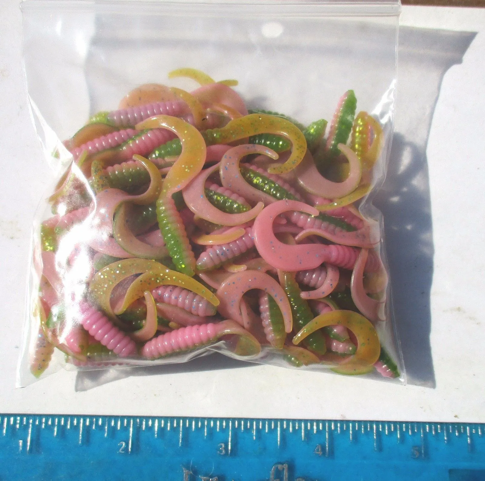 35 ct Cam's Pink Green Shrimp  2" Curly Tail Soft Crappie Jig & Trout/Bream Lures,Panfish