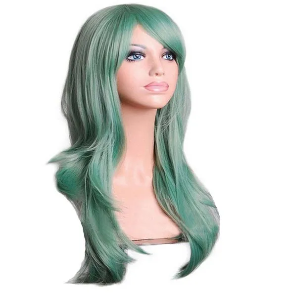 70 Cm Moss Green Long Wavy Cosplay Wig