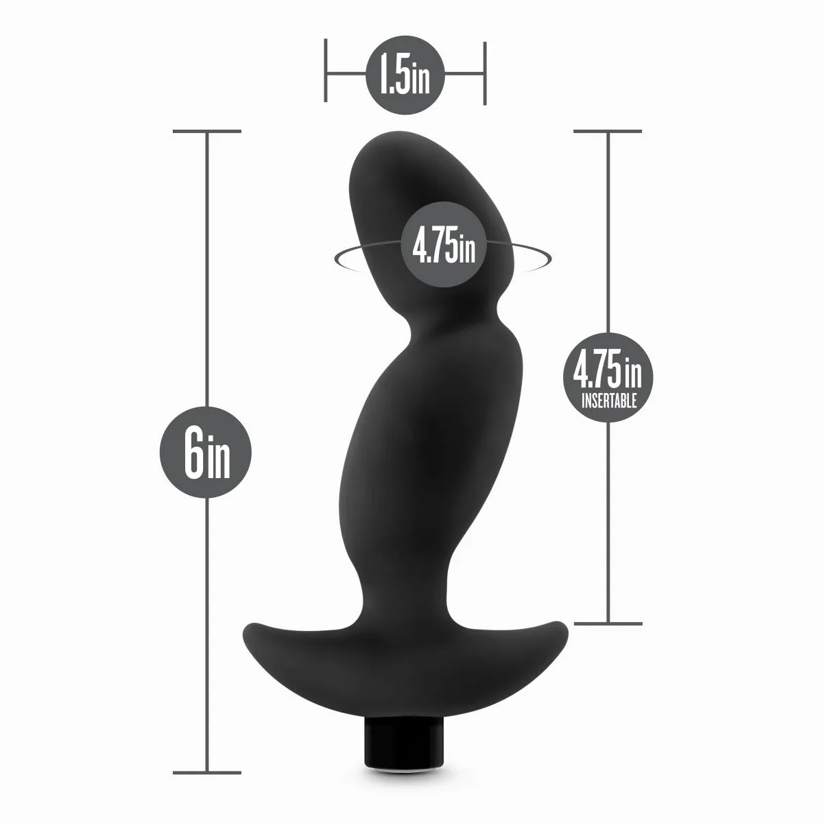 Anal Adventures Platinum By Blush® | Prostate Massager 04  Black 6.5-Inch Vibrating Rechargeable Anal Plug