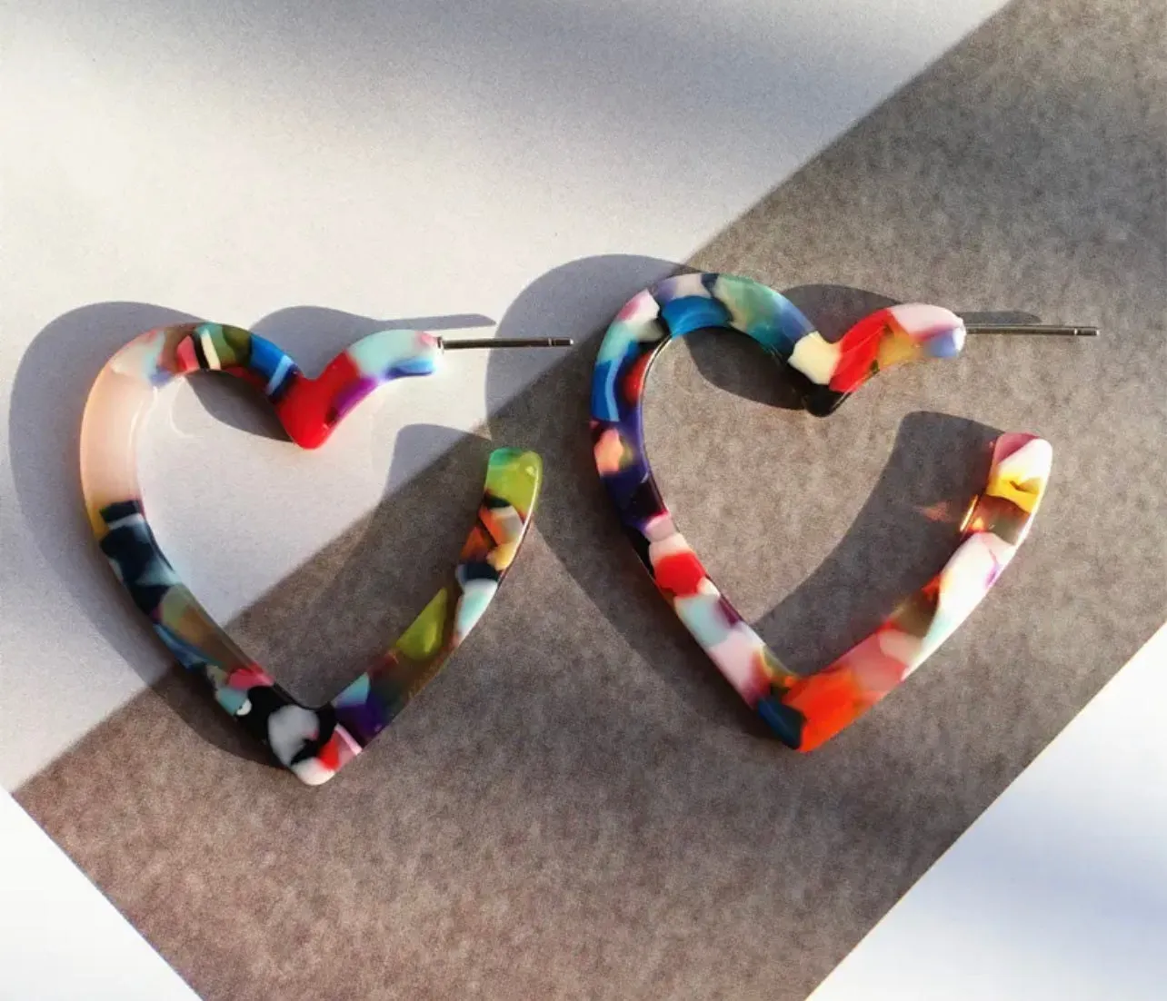 Beautiful Acrylic Heart Earrings