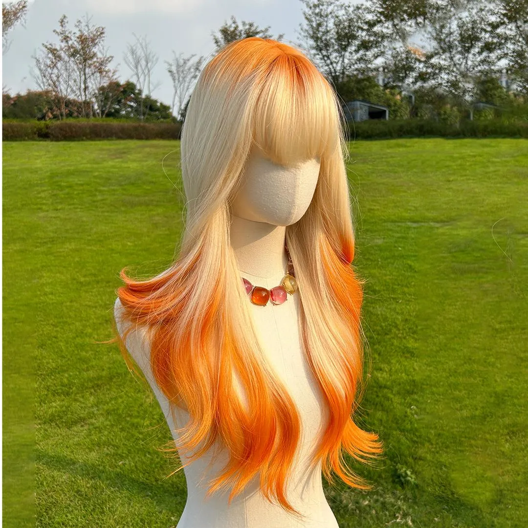 Blonde gradient orange wig KF11074