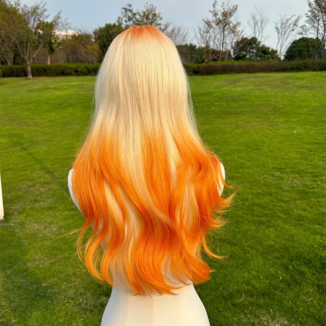 Blonde gradient orange wig KF11074