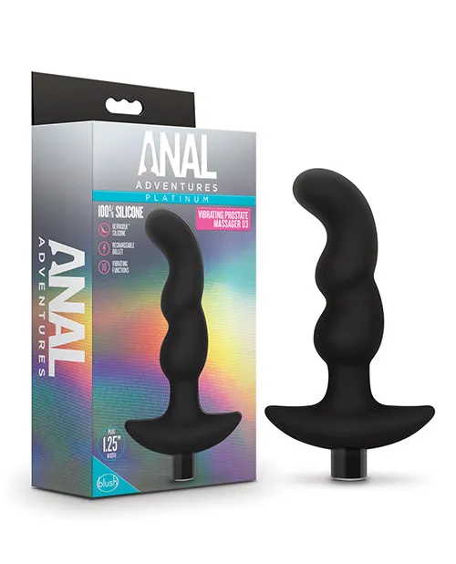 Blush Anal Adventures Platinum Silicone Vibrating Prostate Massager - Black