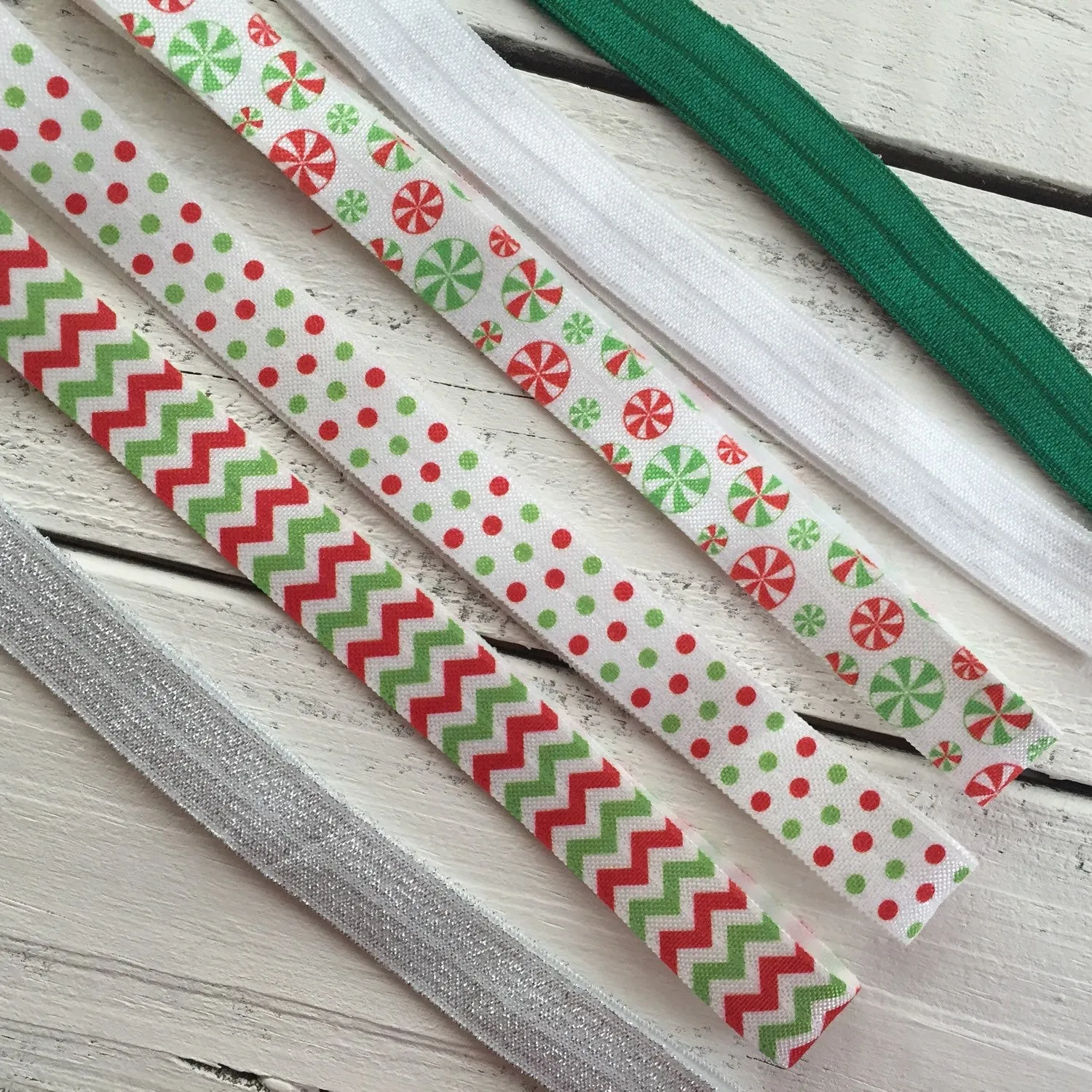 Christmas Headband - Shabby Flower - Sequin Bow - Chevron, Polka Dot, Candy Cane