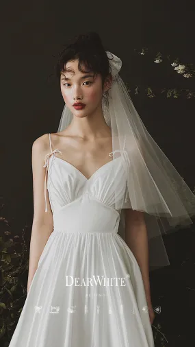 Early Spring 2023 Bow Knot Retro Veil Bride's Main Wedding Dress Proposal- Cloud Moon