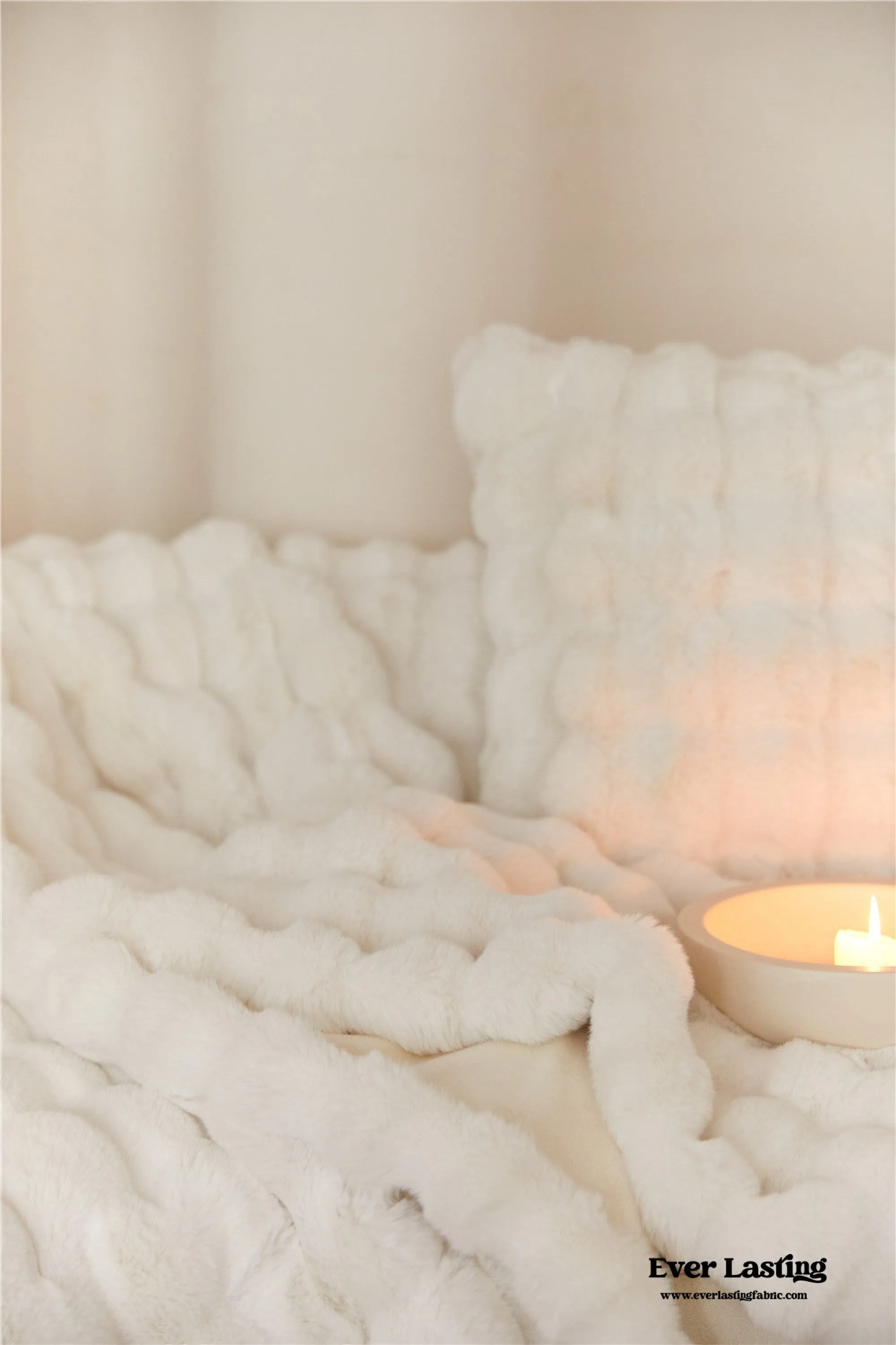 Fluffy Plush Throw Blanket / Beige