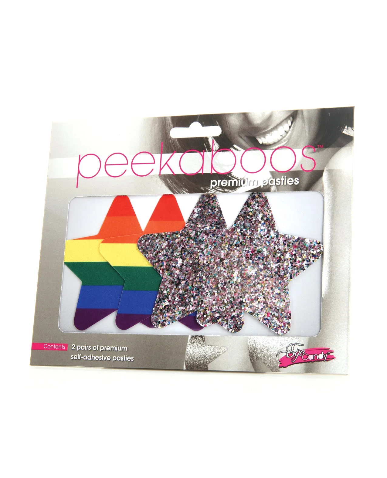 .Glitter Star Pasties in Pride Rainbow