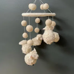 Handmade Felt Woolly Sheep Mobile - Fairtrade