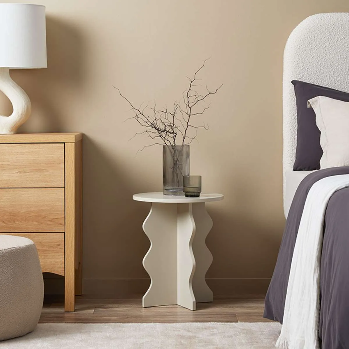 Iris Wavey Side Table - Beige