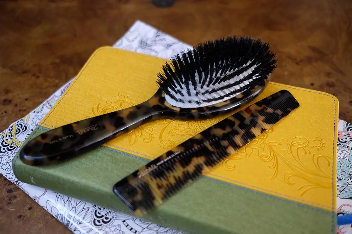 Janeke Handmade Spotted Family Hairbrush with Natural Bristles, about 7.5 Inches  272123S