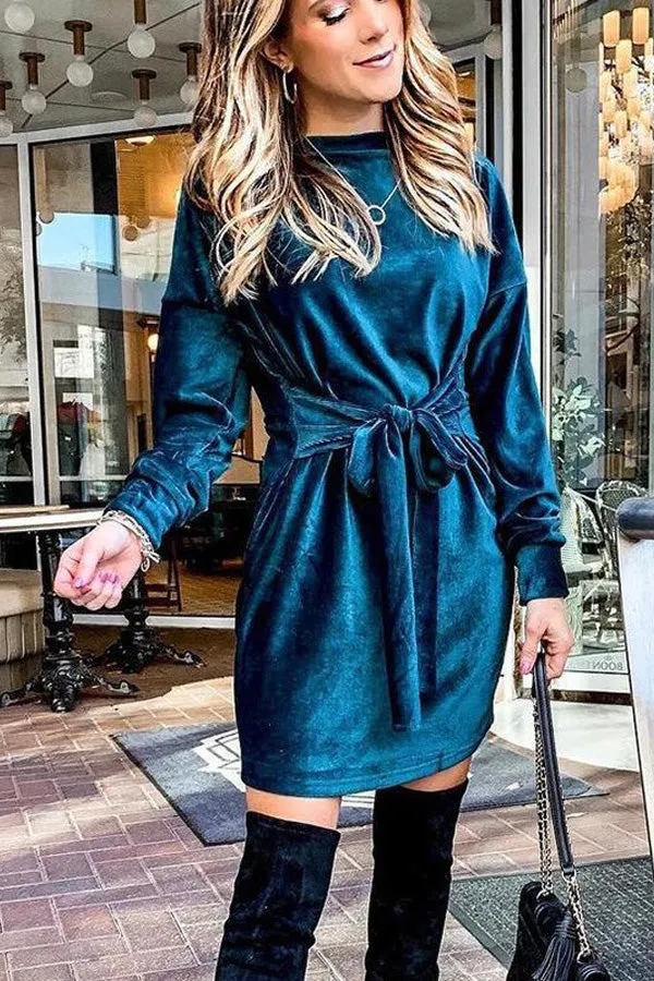 Lilipretty Christmas Long Sleeve Round Neck Mini Dress