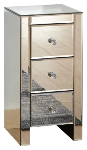 Mirrored 3 Drawer Slim Chest Clear Glass