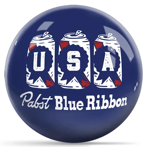 OnTheBallBowling Pabst USA Cans Blue Bowling Ball