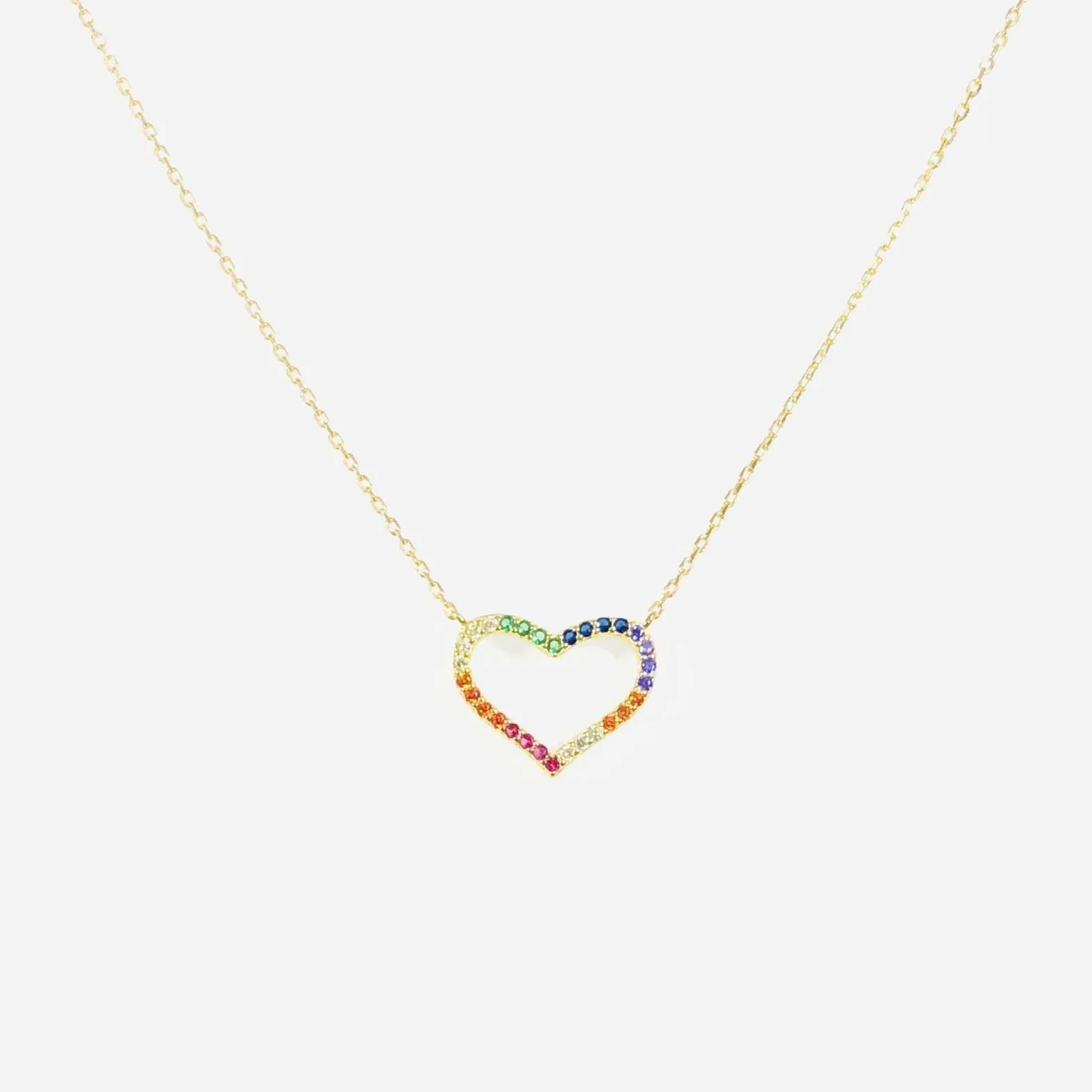 Rainbow Heart Necklace (sterling silver or 16K gold)