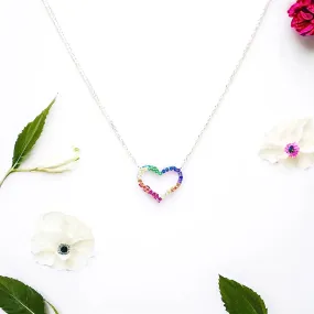 Rainbow Heart Necklace (sterling silver or 16K gold)