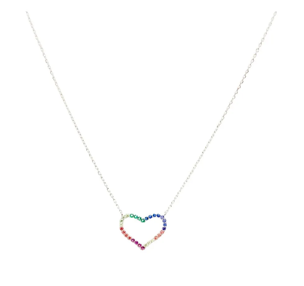 Rainbow Heart Necklace (sterling silver or 16K gold)