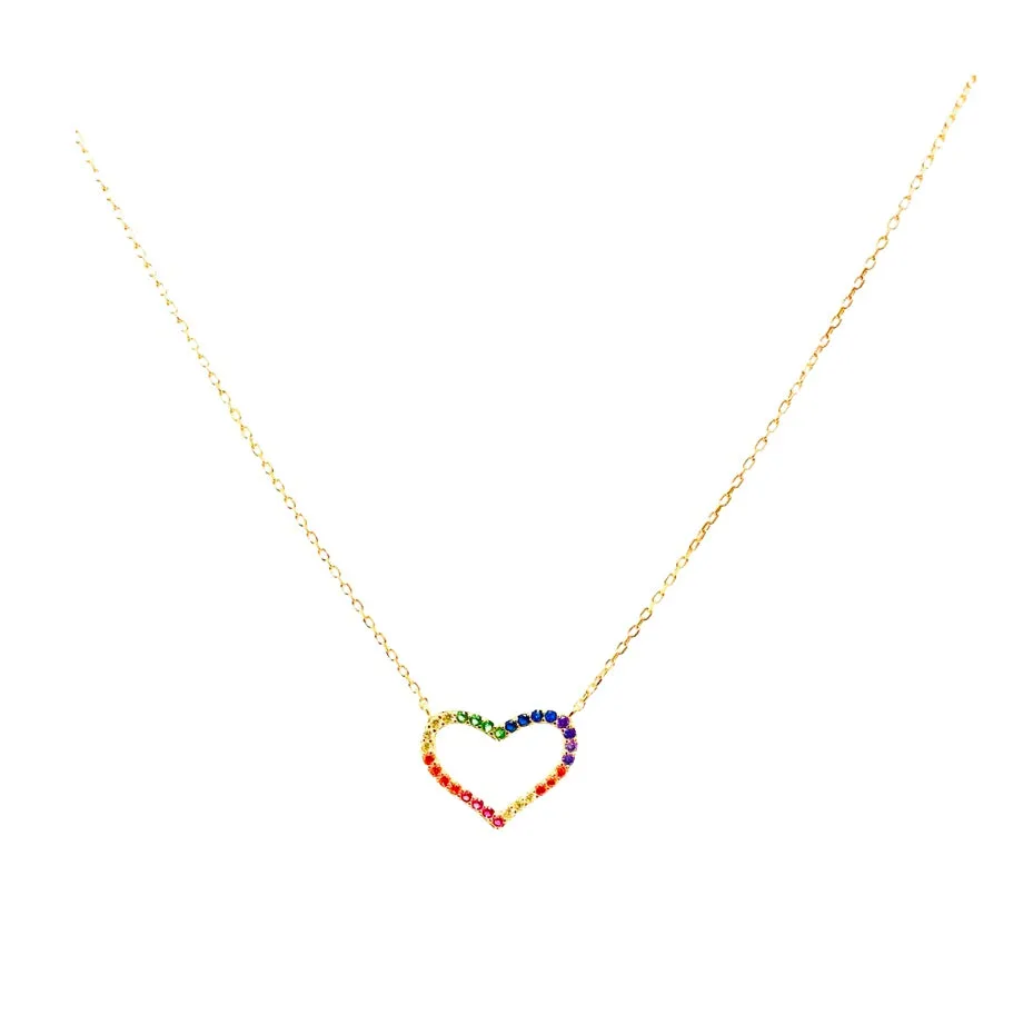 Rainbow Heart Necklace (sterling silver or 16K gold)