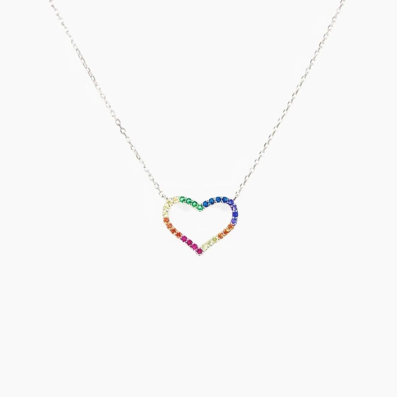 Rainbow Heart Necklace (sterling silver or 16K gold)