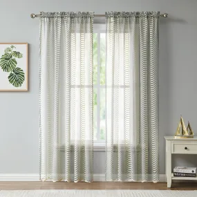 Red Co. Semi Sheer Wave Pattern Soft Decorative Rod Pocket Beige Curtains 2 Piece Set, 54" x 63"