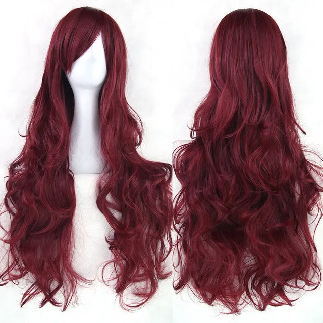 Soowee 20 Colors Wavy Long Wig Hairpiece High Temperature Fiber Synthetic Hair Pink Black Women Party Hair Cosplay Wigs