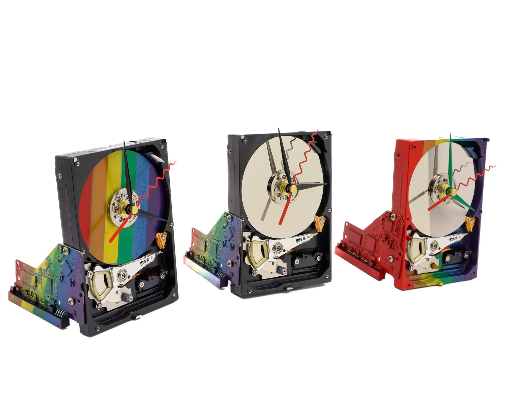 Upcycled Rainbow Pride Hard Drive Clock, Modern Desk Clock, Love Edition clock, LGBTQ gift