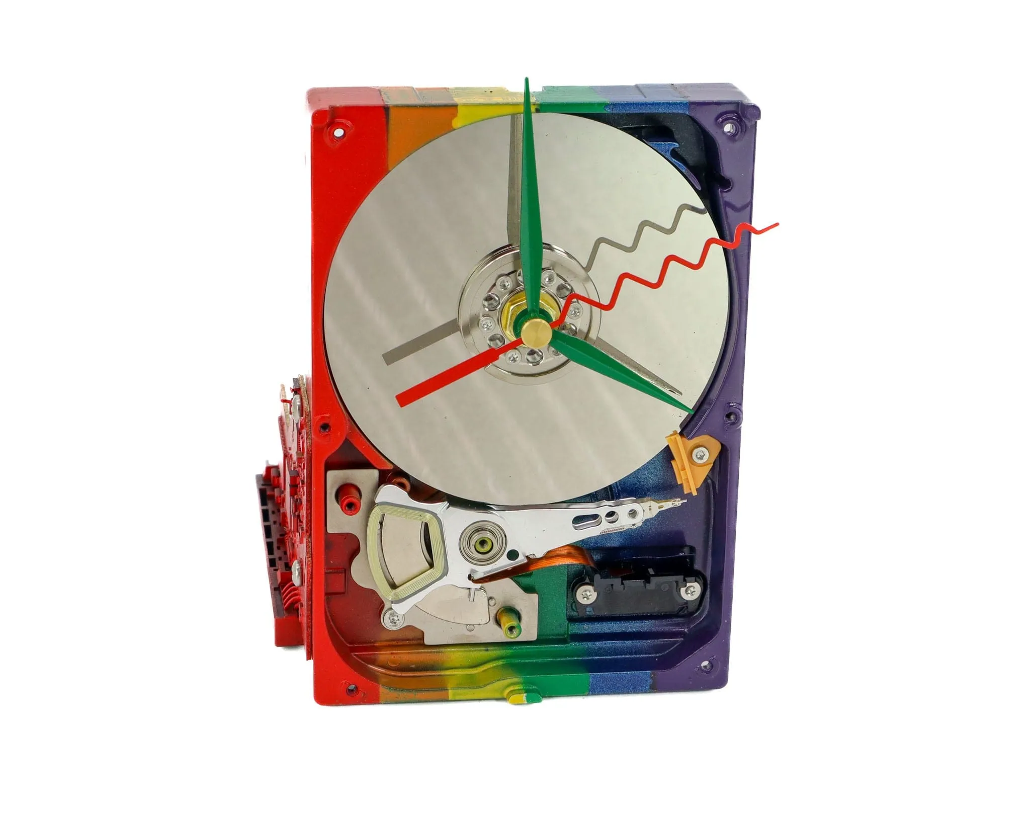 Upcycled Rainbow Pride Hard Drive Clock, Modern Desk Clock, Love Edition clock, LGBTQ gift