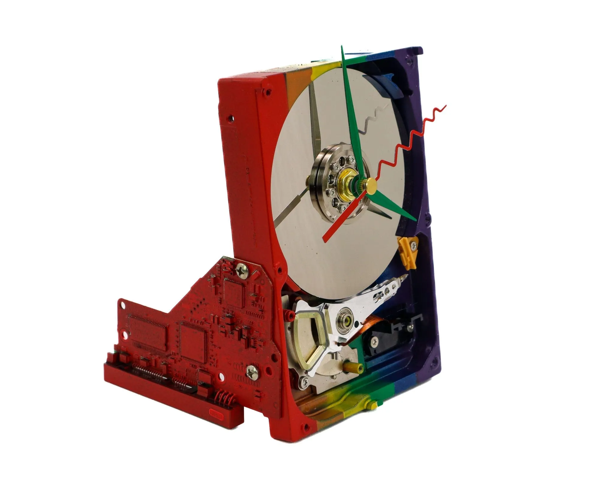 Upcycled Rainbow Pride Hard Drive Clock, Modern Desk Clock, Love Edition clock, LGBTQ gift