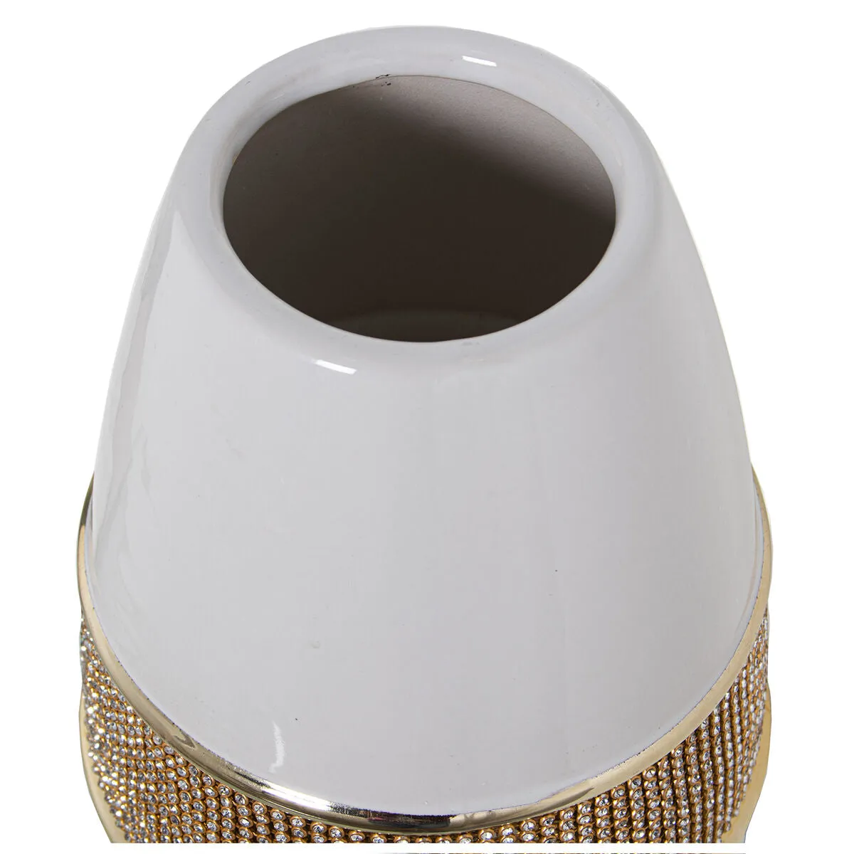 Vase Alexandra House Living White Golden Ceramic Shiny 14 x 14 x 30 cm