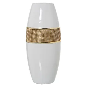 Vase Alexandra House Living White Golden Ceramic Shiny 14 x 14 x 30 cm