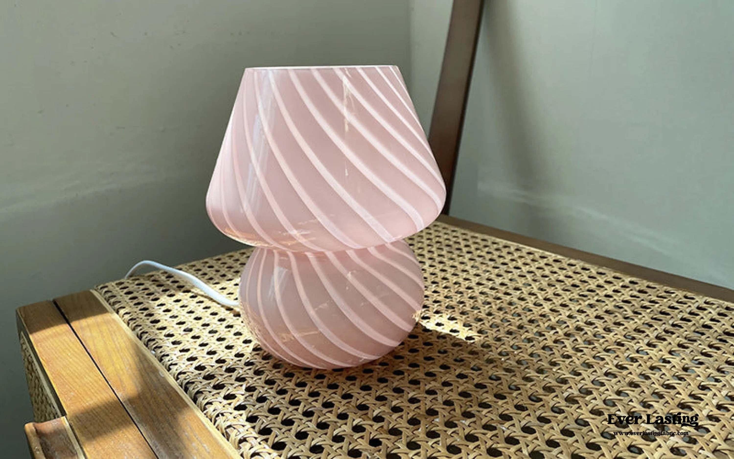 Vintage Inspired Glass Lamp / White Wavy