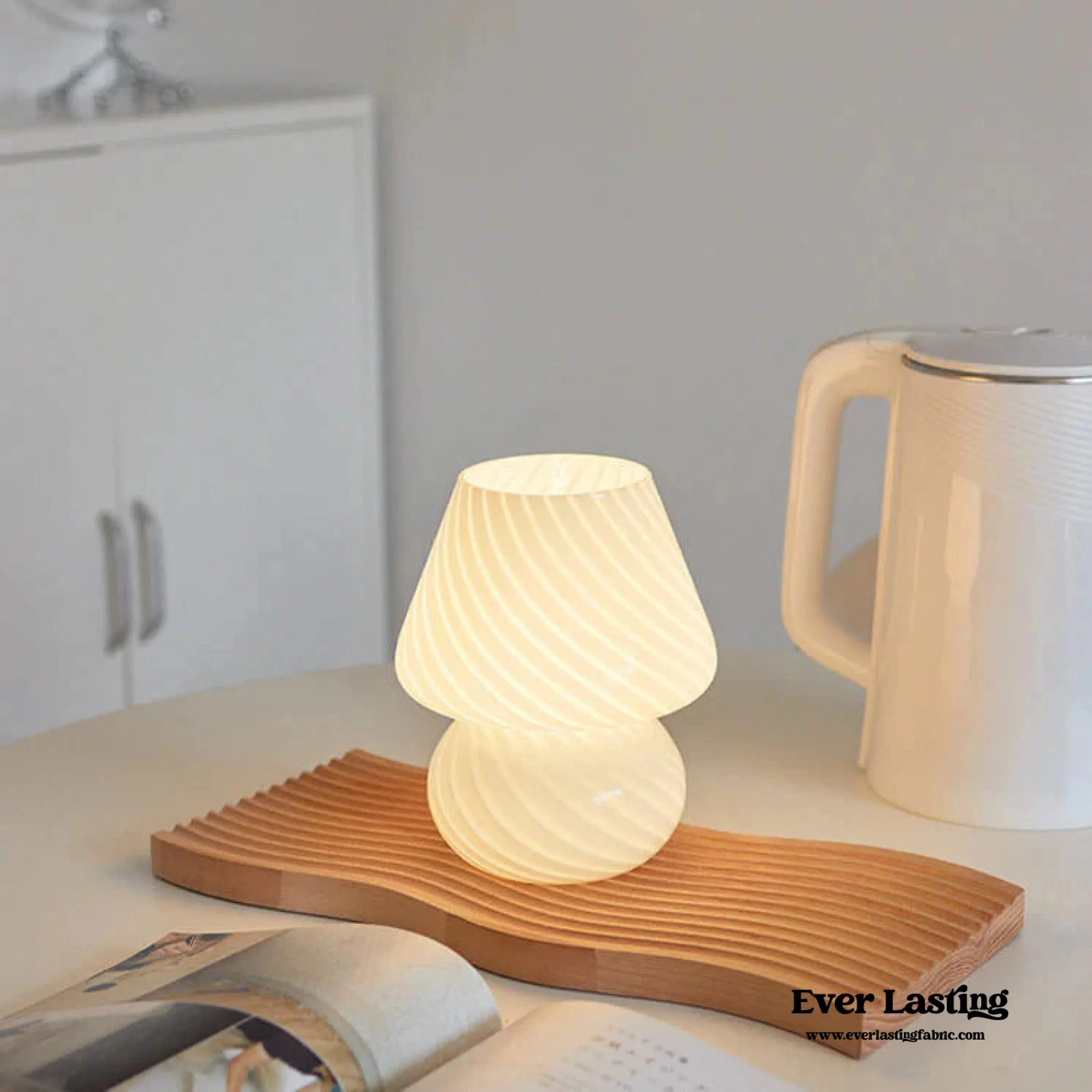 Vintage Inspired Glass Lamp / White Wavy