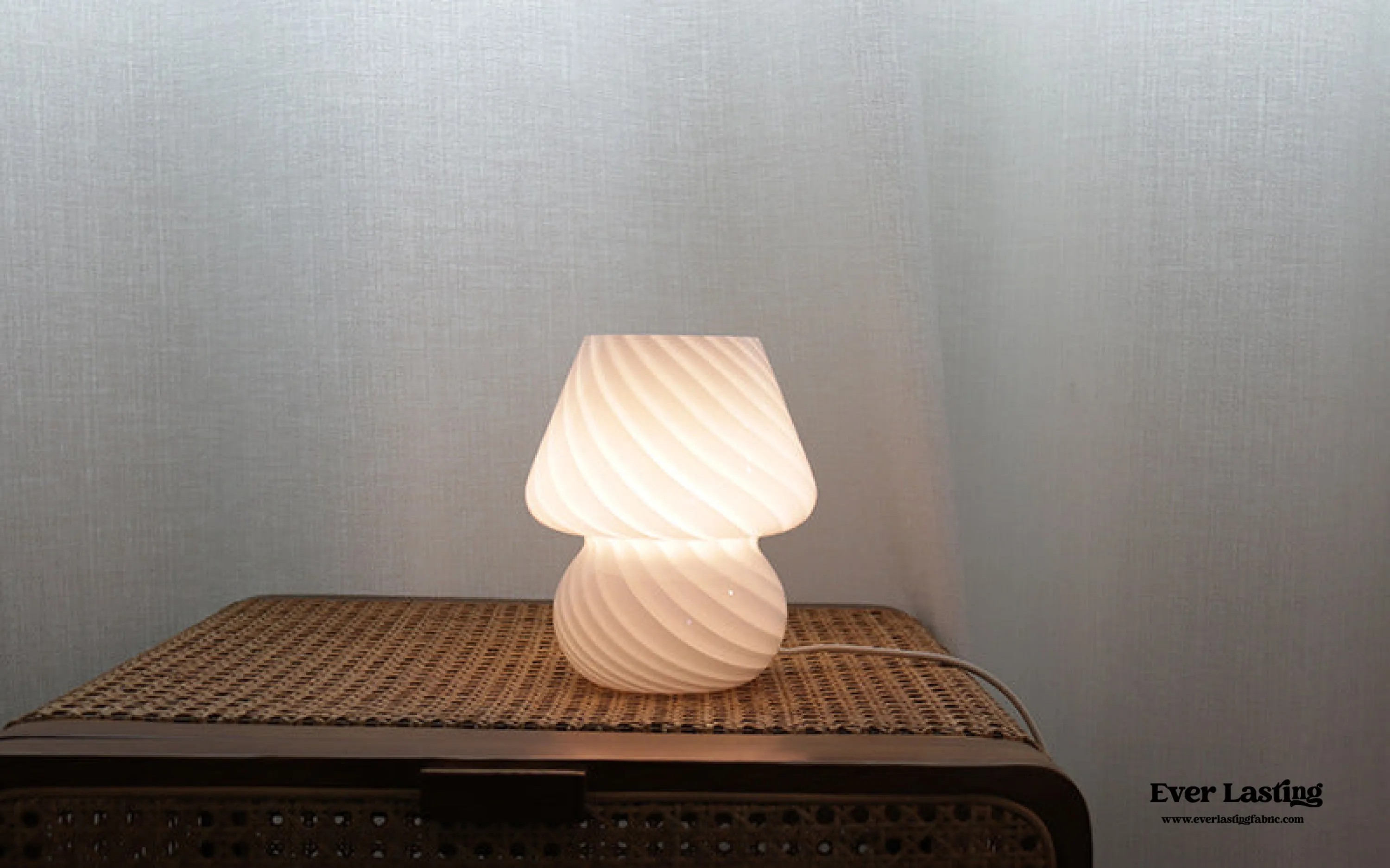 Vintage Inspired Glass Lamp / White Wavy