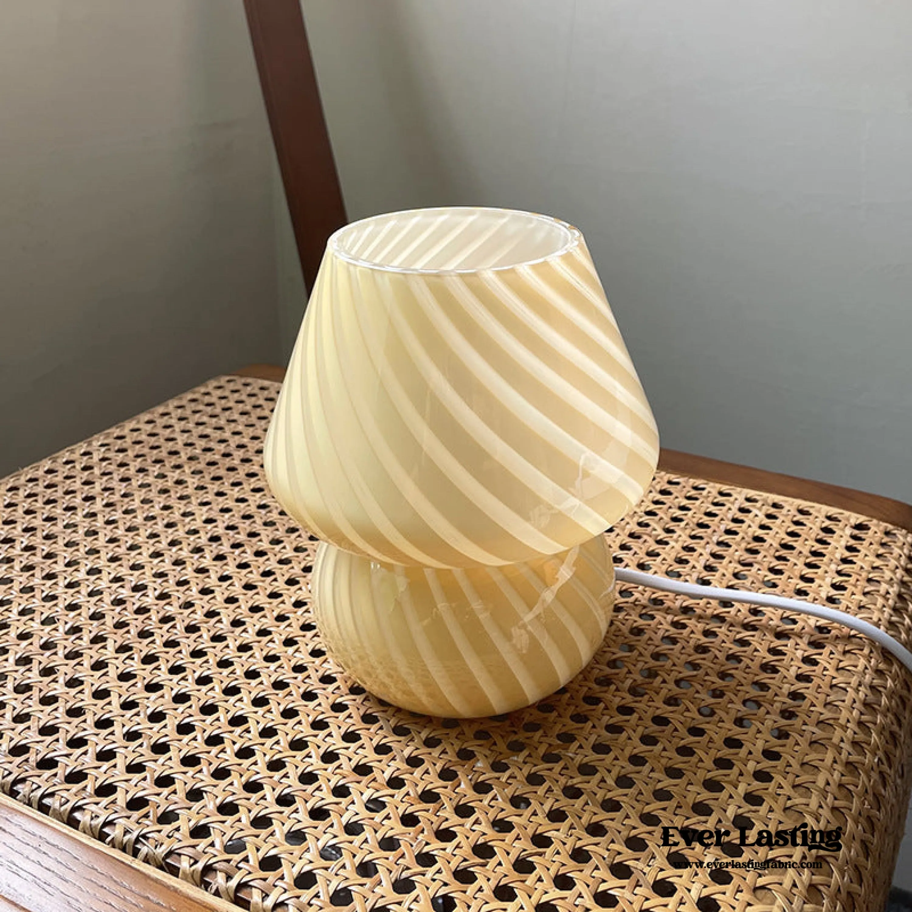 Vintage Inspired Glass Lamp / White Wavy